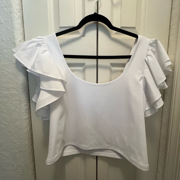 Express White Ruffle Sleeve Blouse - Picture 2 of 8